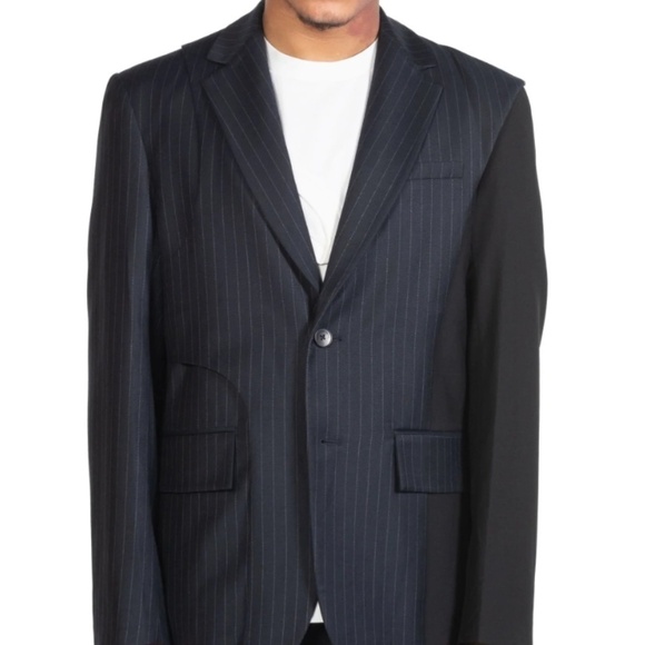 Paoletti x Marzotto Men’s/Unisex Blazer Pinstripe Elbow patches Navy/Gray Sz 44R - Picture 1 of 15